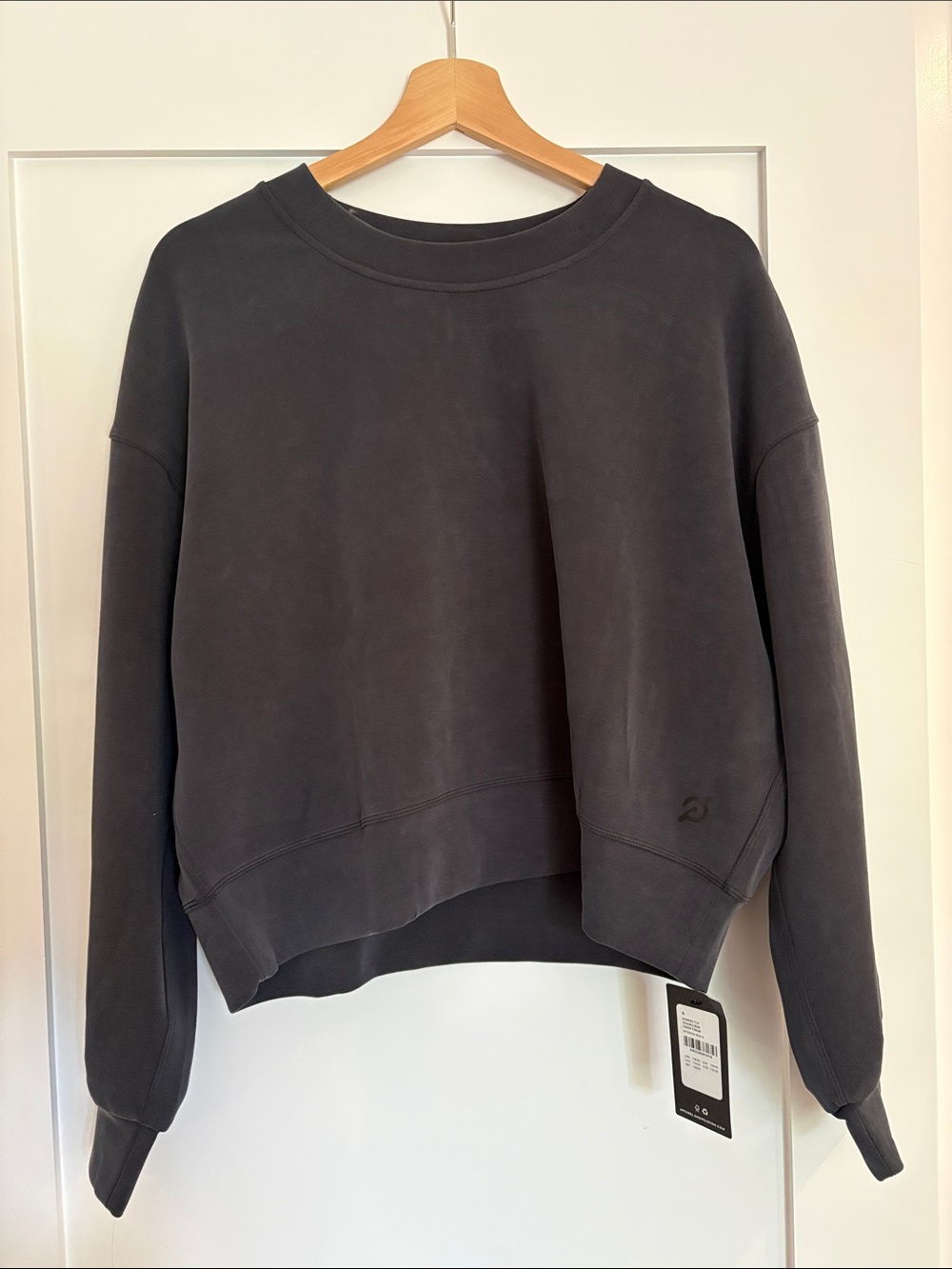 Lululemon x peloton Charcoal Cropped Crewneck Sweatshirt size 6